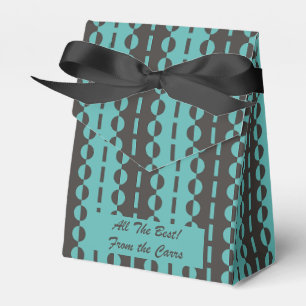 Circles on Stripes - Charcoal Blue Aqua Tent Favor Box