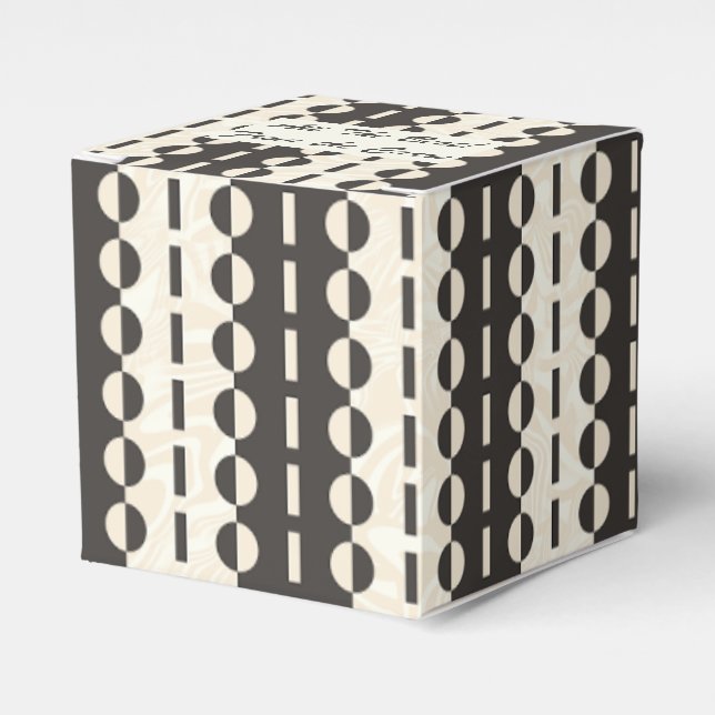 Circles on Stripes - Charcoal Cream Classic Favor Box (Front Side)