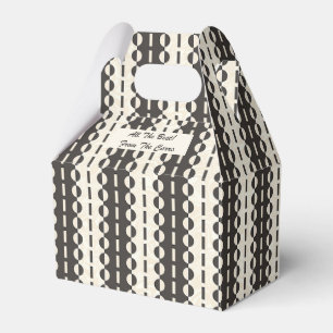 Circles on Stripes - Charcoal Cream Gable Favor Box