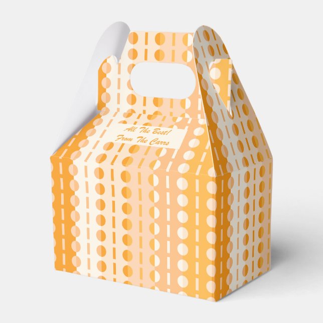 Circles on Stripes-Orange Peach Ombre Gable  Favor Box (Front Side)