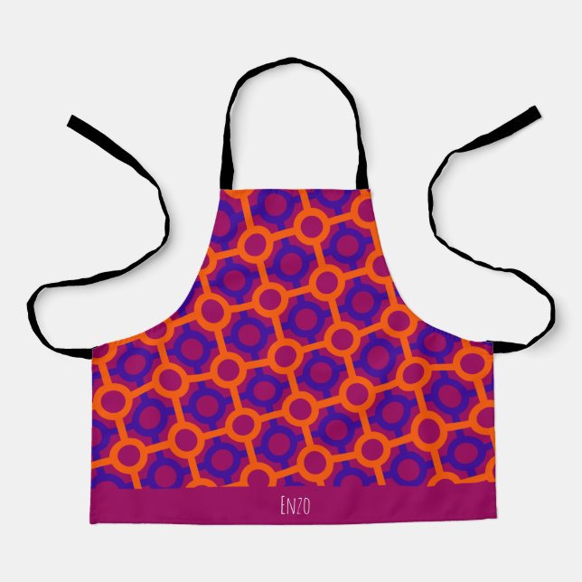 Circles Orange Violet Minimal Pattern Apron (Front)