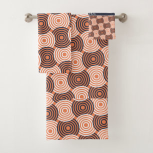 Circles Orange White Minimal Pattern Bath Towel Set