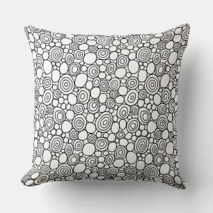 Circles Pattern 210819 - Black and White Throw Pillow