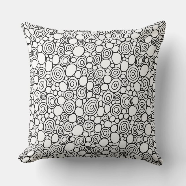 Circles Pattern 210819 - Black and White Throw Pillow (Front)