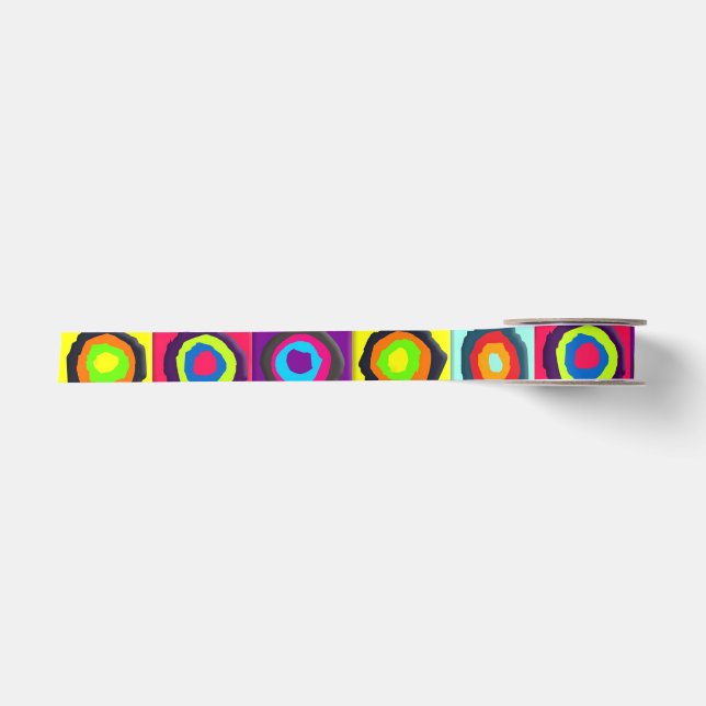 circles pattern elastic hair tie satin ribbon (Front)