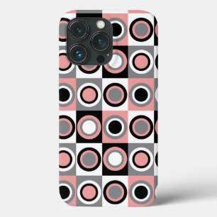 Circles Pattern Girly Pink Black White Grey iPhone 13 Pro Case