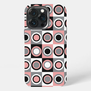 Circles Pattern Girly Pink Black White Grey iPhone 13 Pro Case