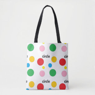 Circles pattern on white tote bag