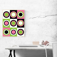 Circles Pattern Retro Pink Green Black White 