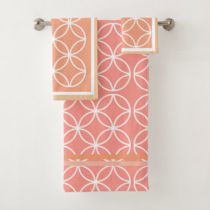Circles petals diamonds millenial pinks peach bath towel set