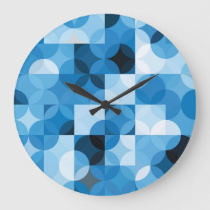 Circles Seamless: Abstract Blue Vintage Large Clock