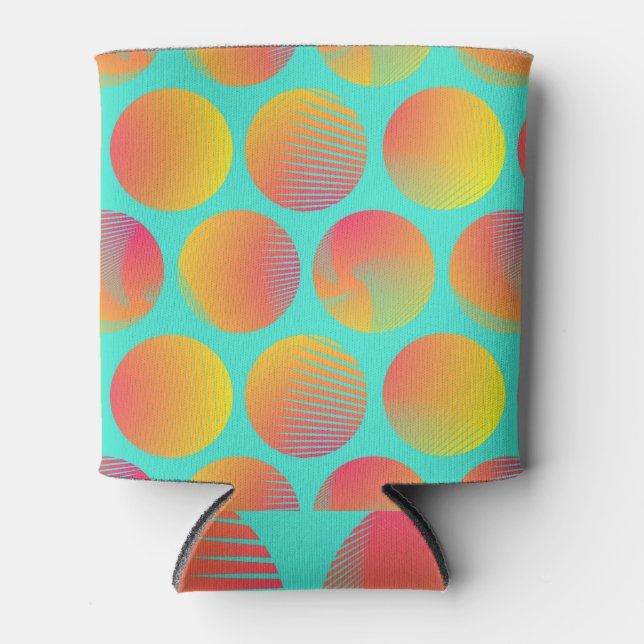 Circles Seamless Pattern: Orange and Blue. Can Cooler (Front)