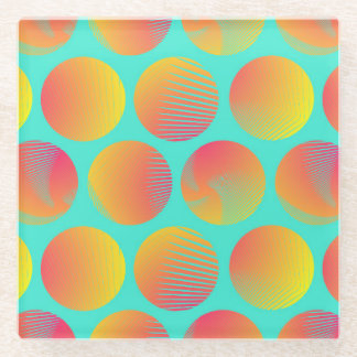 Circles Seamless Pattern: Orange and Blue. Glass Coaster