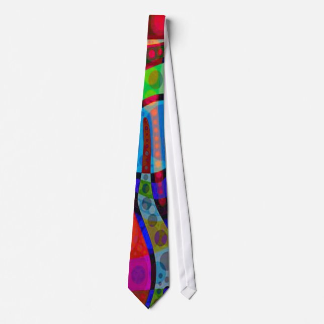 Circles Swirls in Neon Red, Blue & Green Tie (Front)