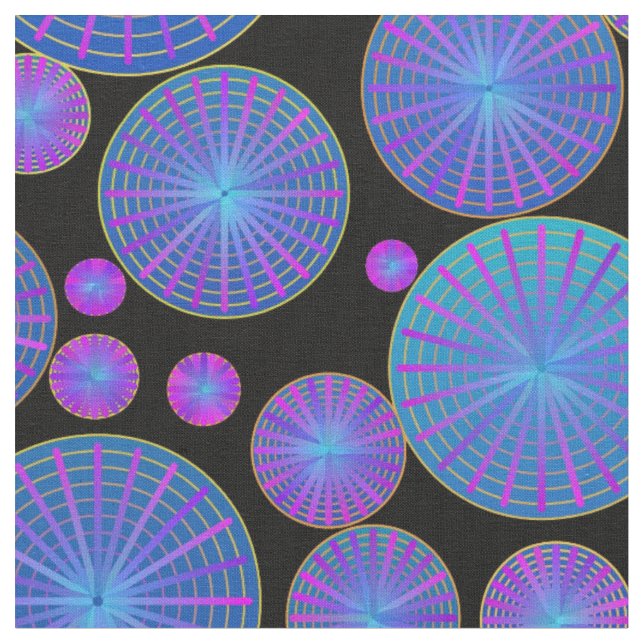 Circles Wheels and Discs with Spokes Fabric (Close Up)