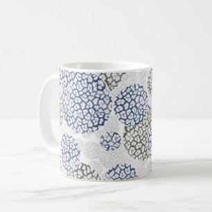 Circles with grey and blue leopard skin print  coffee mug
