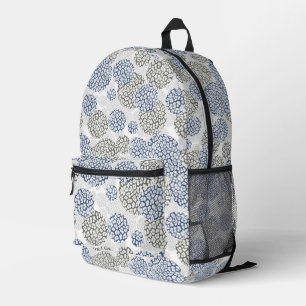 Circles with grey and blue leopard skin print  printed backpack