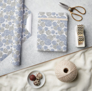 Circles with grey and blue leopard skin print  wrapping paper