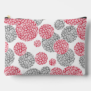 Circles with grey and red leopard skin print Accessory Pouch