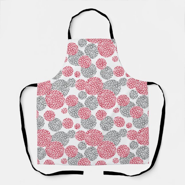  Circles with grey and red leopard skin print  Apron (Front)
