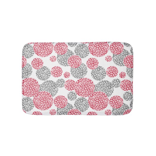  Circles with grey and red leopard skin print  Bath Mat (Front)