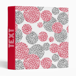 Circles with grey and red leopard skin print Binder