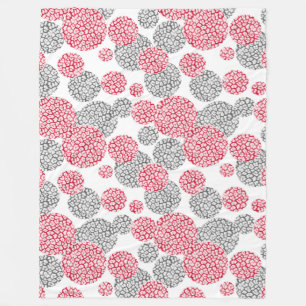 Circles with grey and red leopard skin print Fleece Blanket