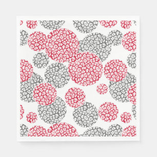Circles with grey and red leopard skin print Napkin