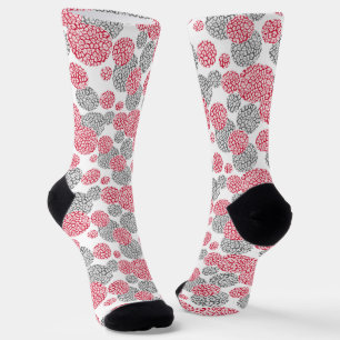  Circles with grey and red leopard skin print  Socks
