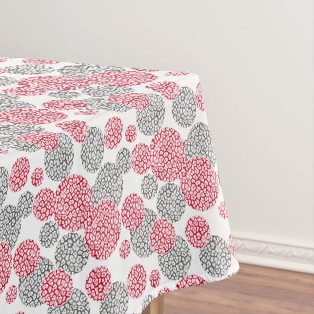  Circles with grey and red leopard skin print  Tablecloth (In Situ)
