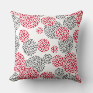  Circles with grey and red leopard skin print  Throw Pillow