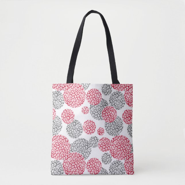 Circles with grey and red leopard skin print  Tote Bag (Front)