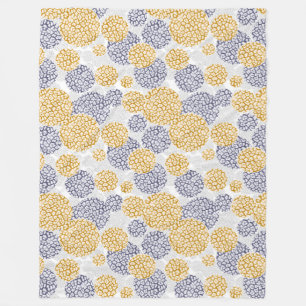 Circles with yellow and blue leopard skin print fleece blanket