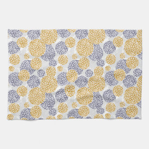 Circles with yellow and blue leopard skin print kitchen towel