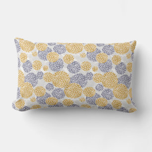 Circles with yellow and blue leopard skin print lumbar pillow