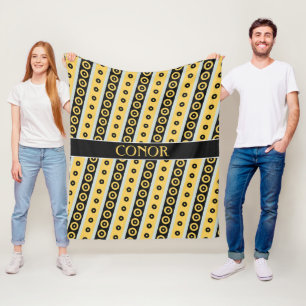 Circles Yellow Black Minimal Pattern Fleece Blanket
