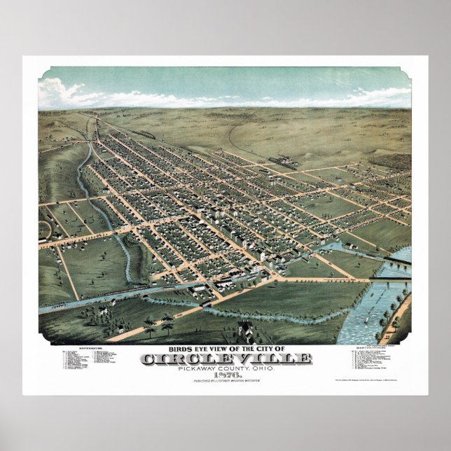 Circleville, OH, Panoramic Map - 1876 Poster (Front)