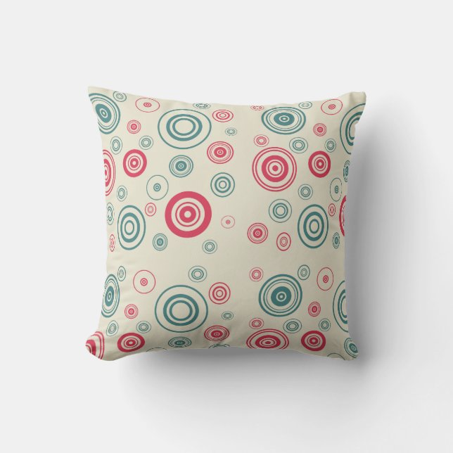 Circling Red & Turquoise - Modern Pillows (Front)