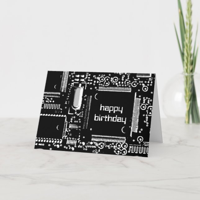 Circuit B&W 2 'Happy Birthday' greetings card (Front)