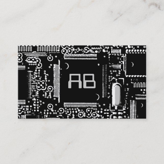 Circuit B & W 2 'monogram business card template (Front)