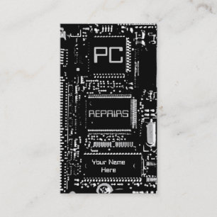 Circuit B & W 'PC repairs' business card white