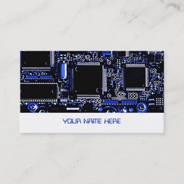 Circuit Blue 2 business card template white (Front)