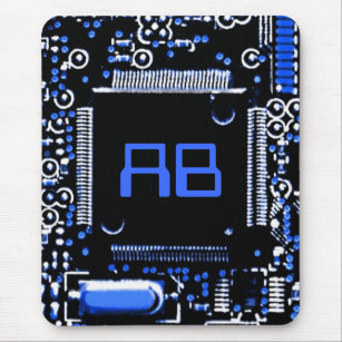 Circuit Blue 2 monogram mouspad Mouse Pad