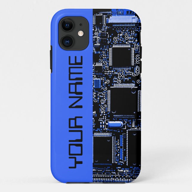 Circuit Blue 2 "Name" iPhone case side blue (Back)