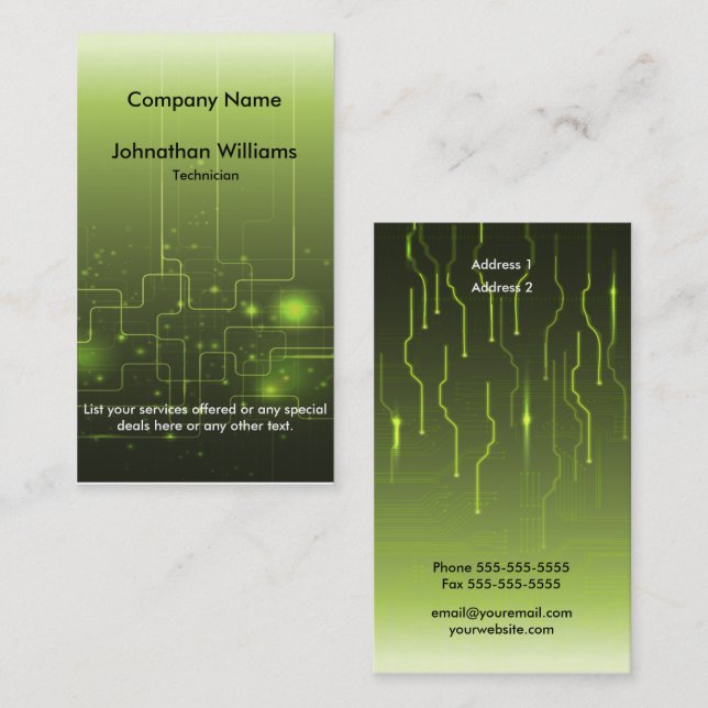 Circuit Board 2 Business Cards (Front/Back)
