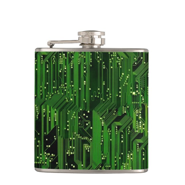 Circuit board background hip flask (Front)