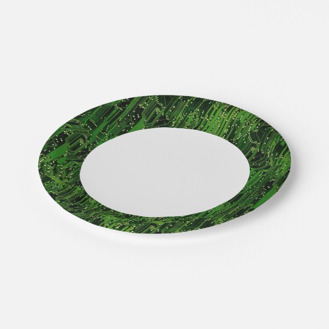 Circuit board background paper plate (Angled)