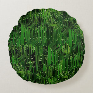 Circuit board background round pillow