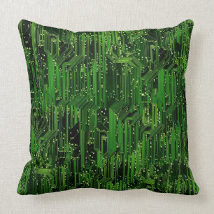 Circuit board background throw pillow