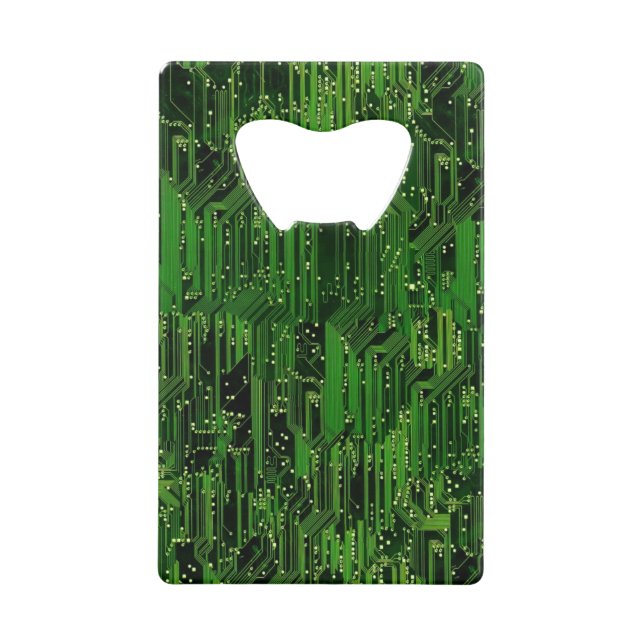 Circuit board background wallet bottle opener (Front)